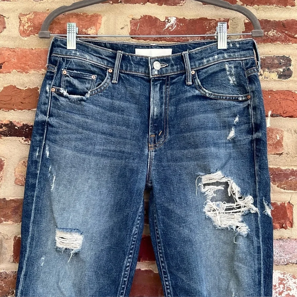 MOTHER The Sinner Jeans Ice Cream, You Scream Size 25 Distressed Mid-Rise Denim - Picture 4 of 15